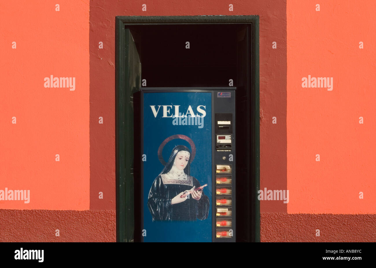 Candle (vela in Spanish) vending machine outside church on Gran Canaria