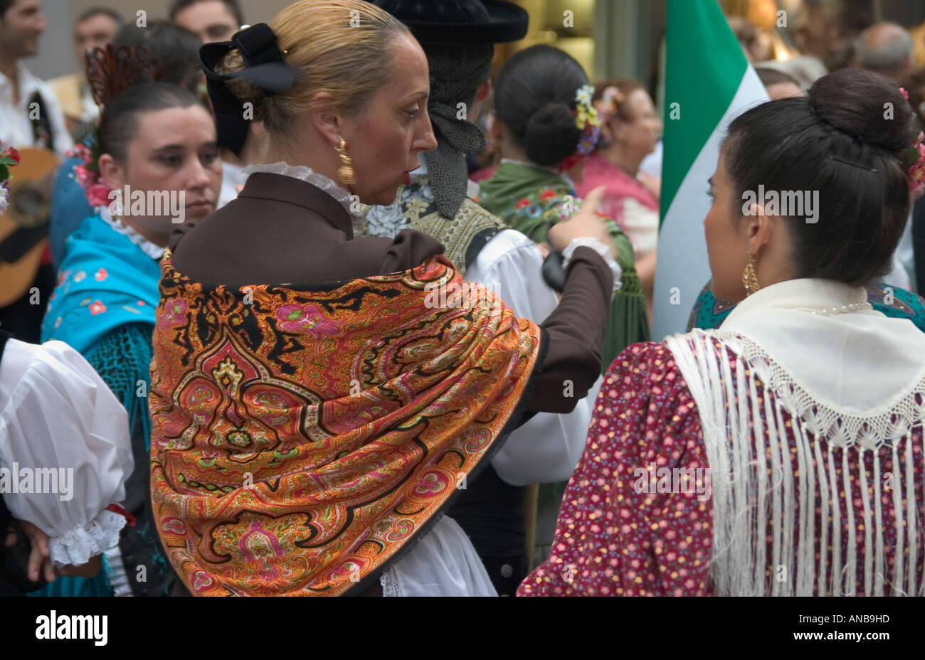 Spanish women in traditional dress at folklore festival Stock Photo Alamy