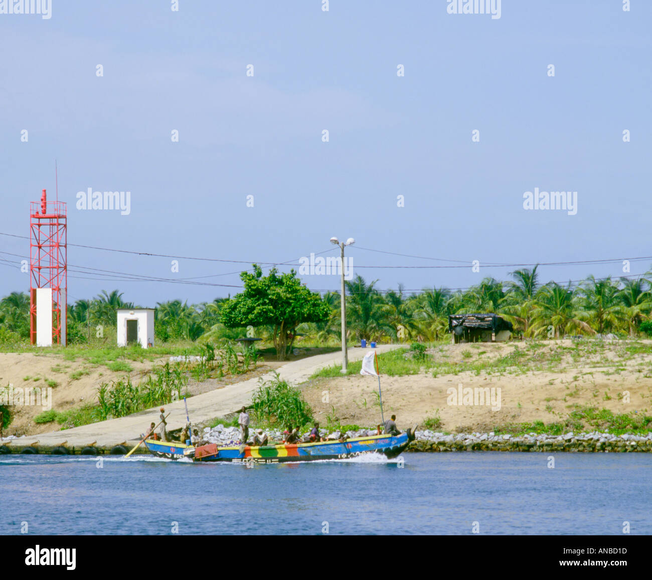 Typical Colourful Canoe Abidjan Ivory Coast West Africa Stock Photo