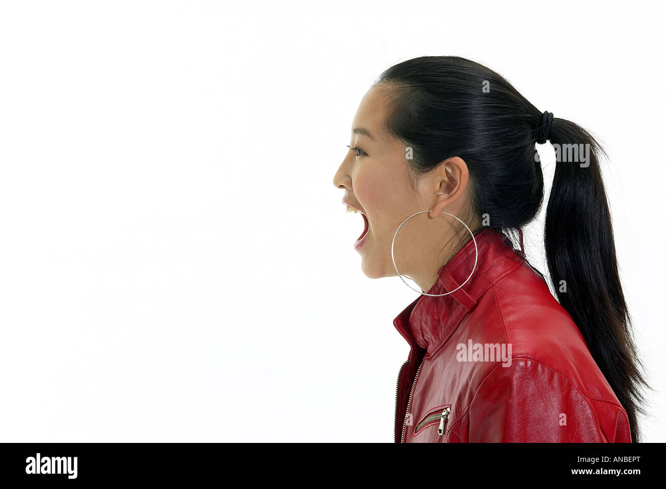 Asian woman in leather jacket hi-res stock photography and images - Alamy