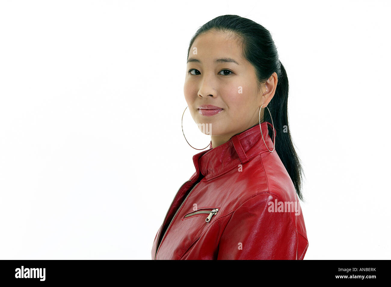 Asian woman in leather jacket hi-res stock photography and images - Alamy