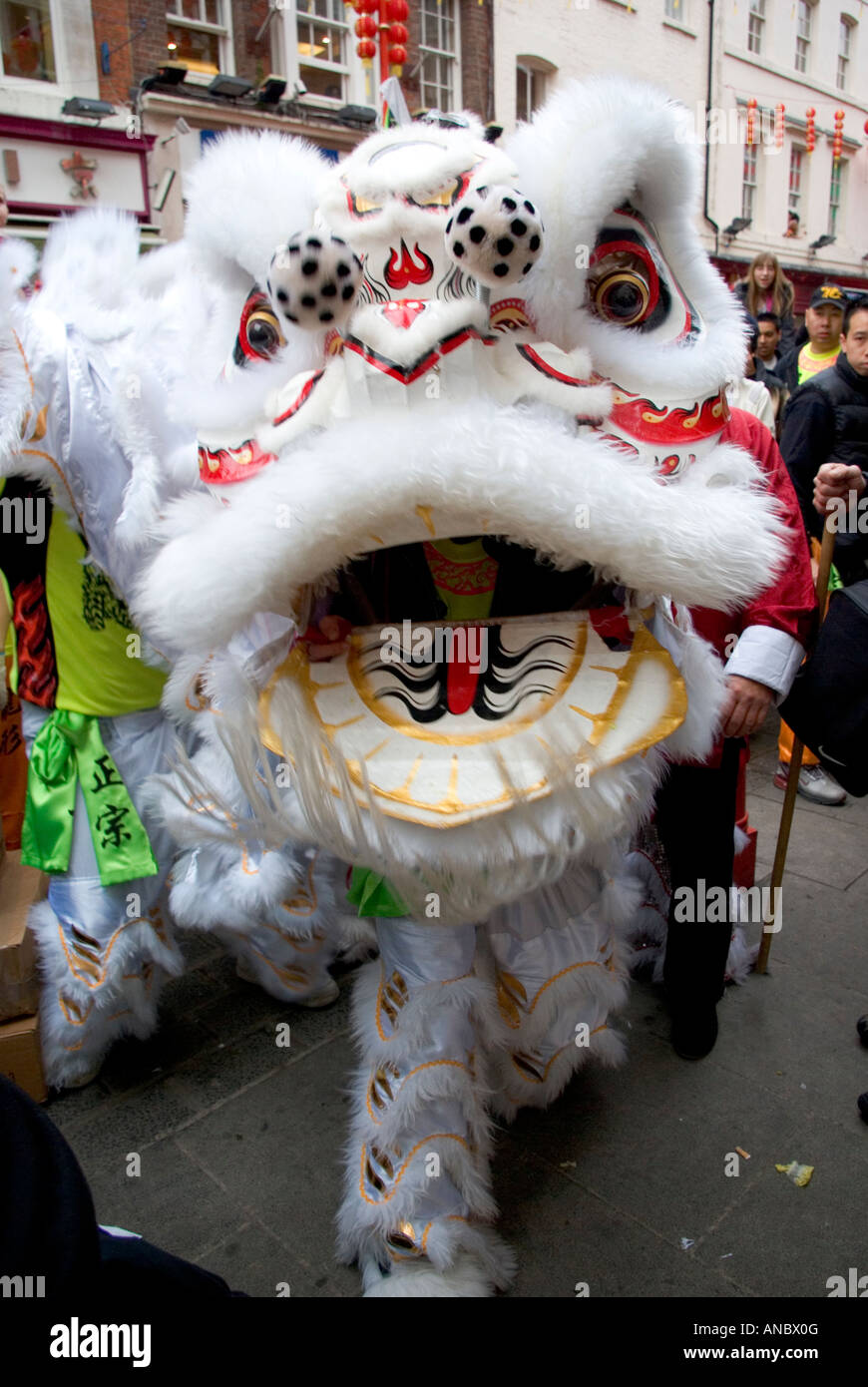 White Chinese Dragon in Chinatown Chinese New Year Stock Photo