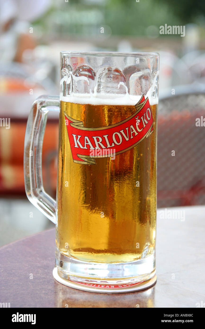 Mug of Karlovacko beer Croatia Stock Photo - Alamy