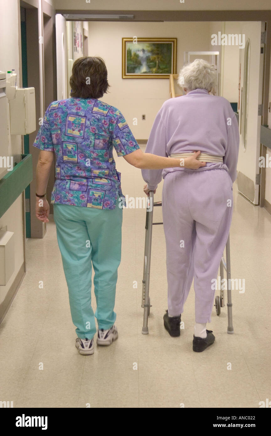 Senior Female Rehabilitates After Suffering Stroke Stock Photo