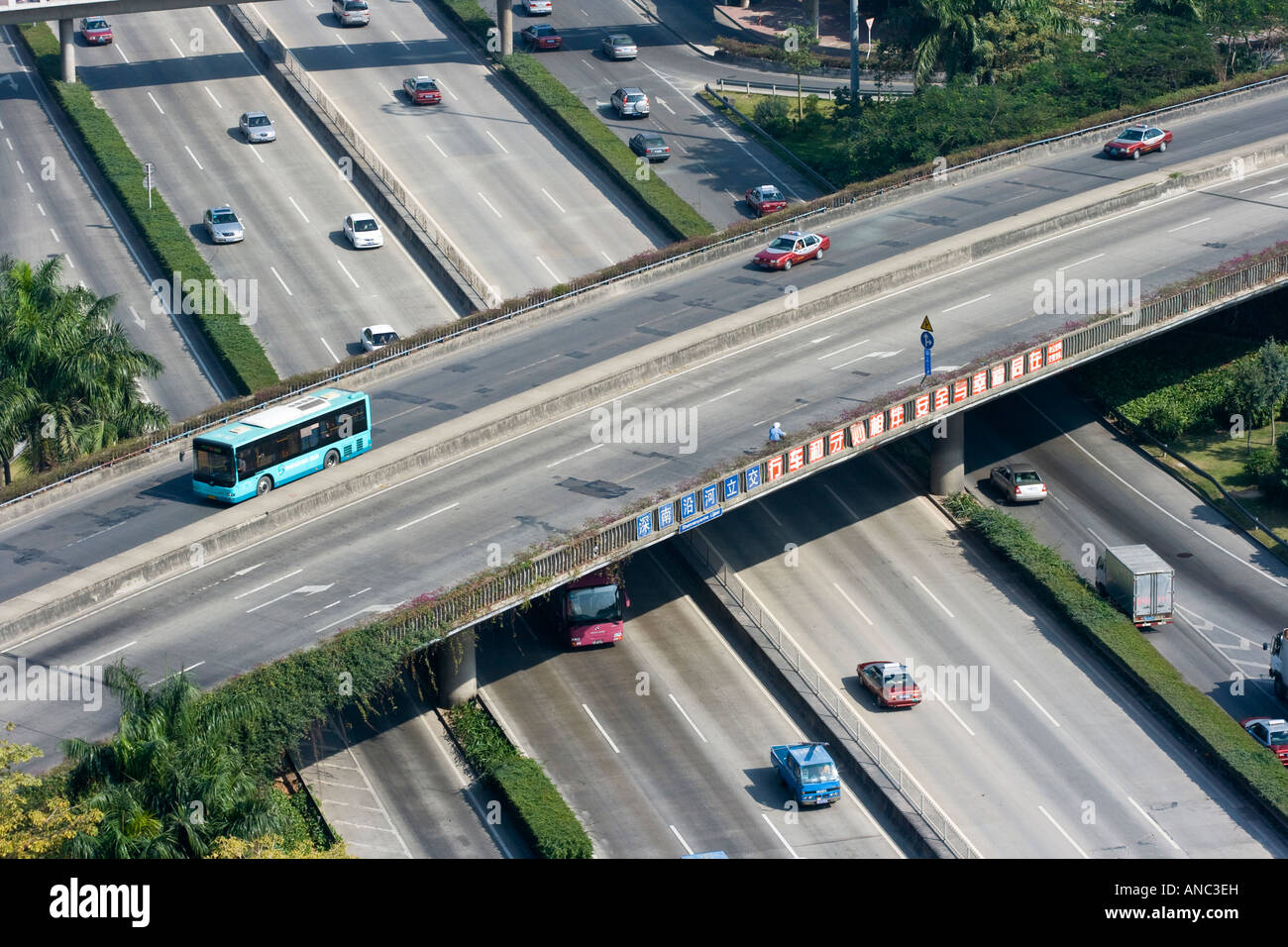 Modern Highway and Overpass Shenzhen China Stock Photo