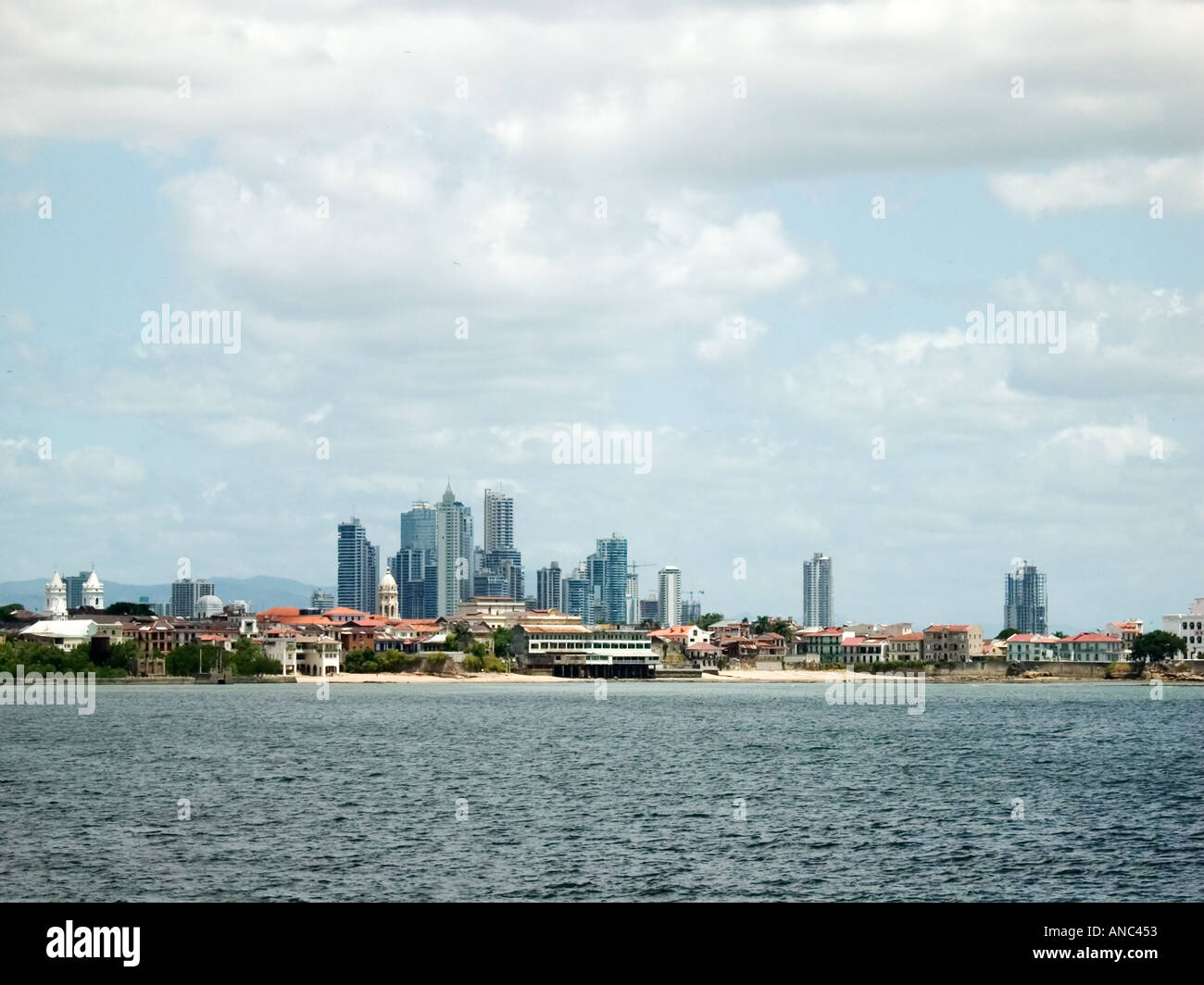 Panama Casco Viejo and Modern Skyline. Panama City, Republic of Panama, Central America Stock Photo