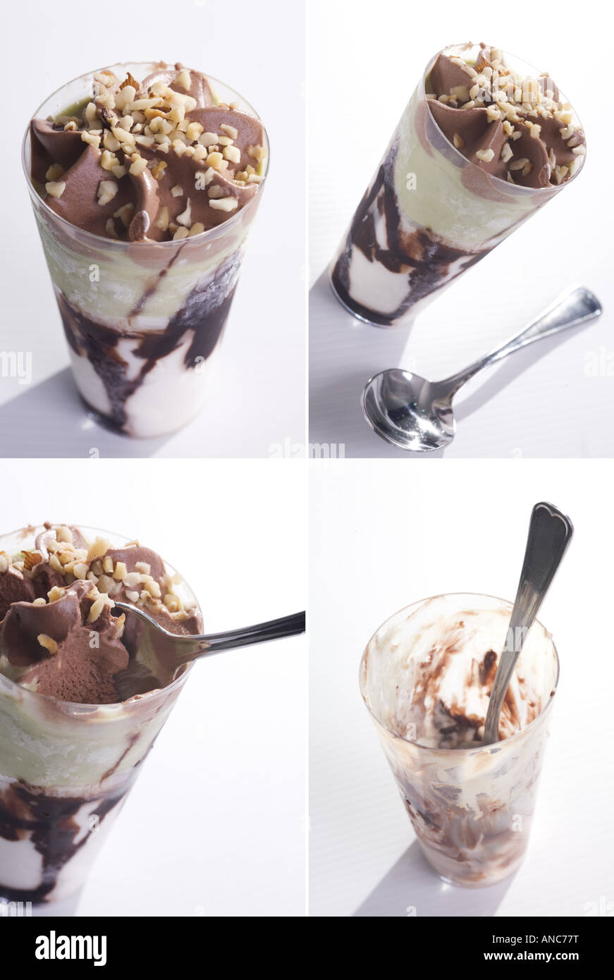 Ice cream in a cup - sequence in frames Stock Photo
