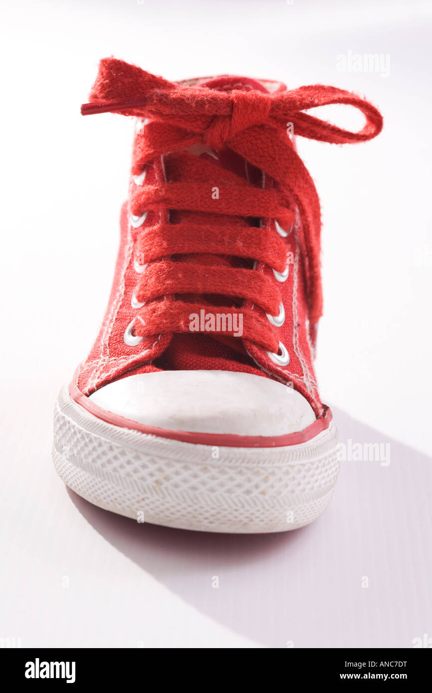 Single Red  Hi top shoe Stock Photo