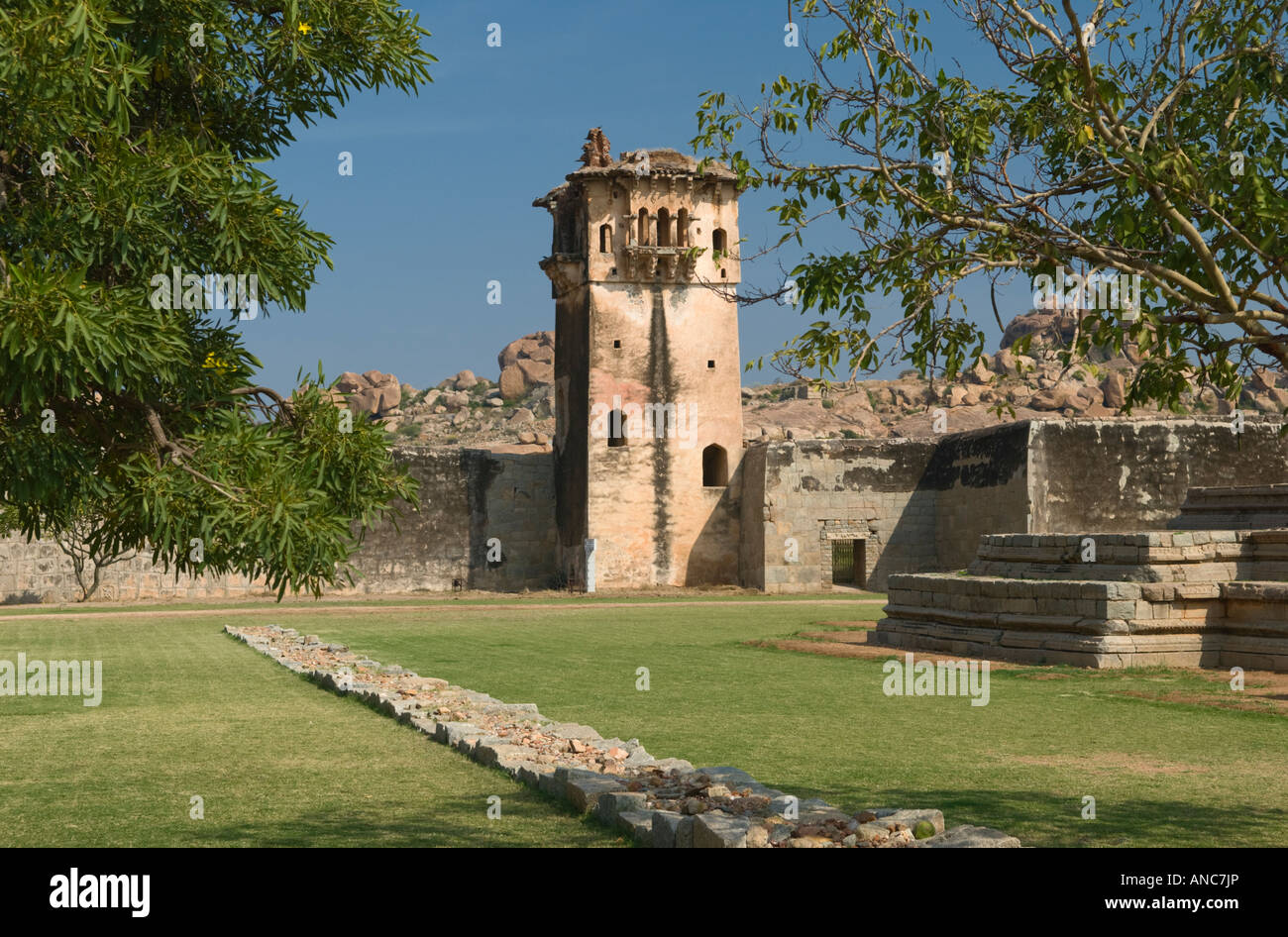 Watch tower Zenana enclosure Hampi Karnataka India Stock Photo