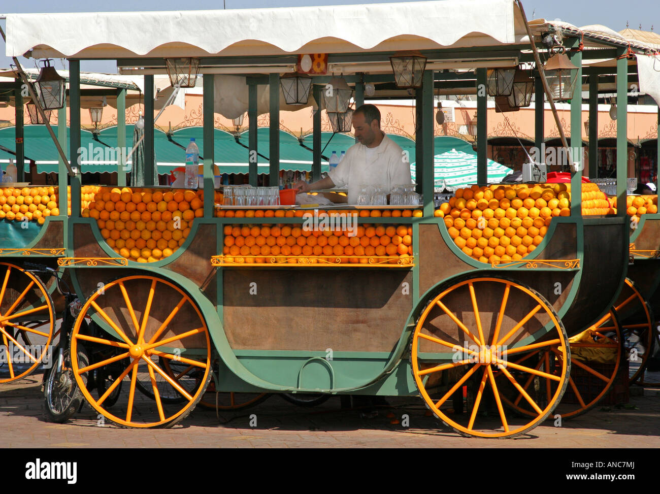 Orange juice seller Jemaa el Fna Marrakesh Morocco Stock Photo Alamy