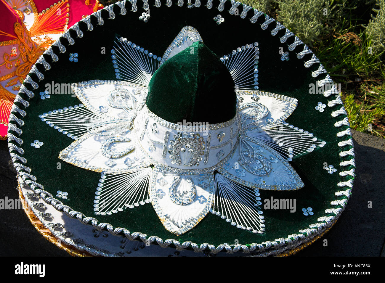 silver Mexican sombrero hat Stock Photo 