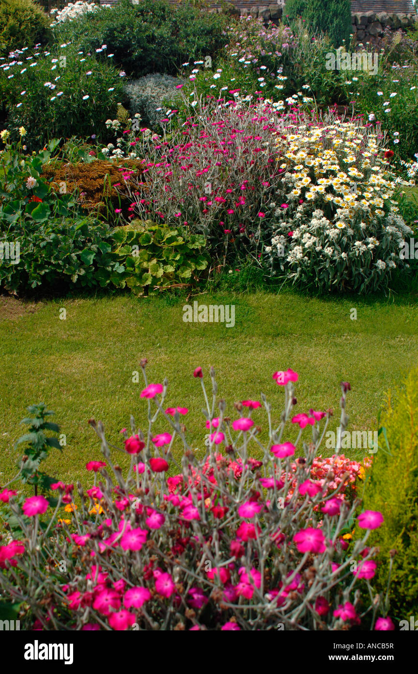 A Colourful Display Of Flowers,In An English Country Garden Stock Photo