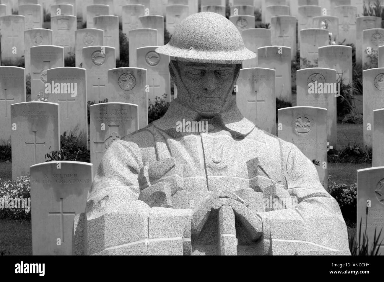 First World War montage using commonwealth war memorial and cemetery (Vancouver Corner and Sanctuary Wood cemetery) Stock Photo