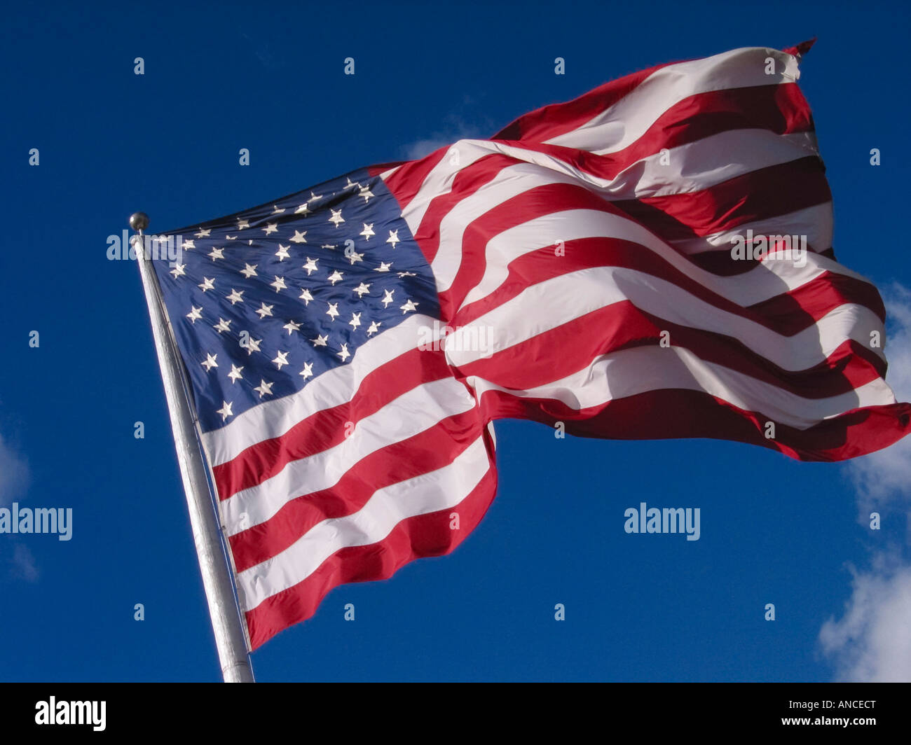 USA, Washington, Cle Elum. American flag flaps in wind Stock Photo Alamy