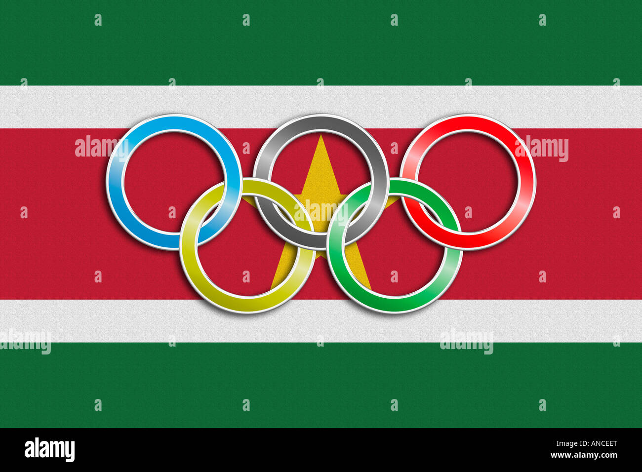 Flag of Suriname with olympic symbol Stock Photo Alamy