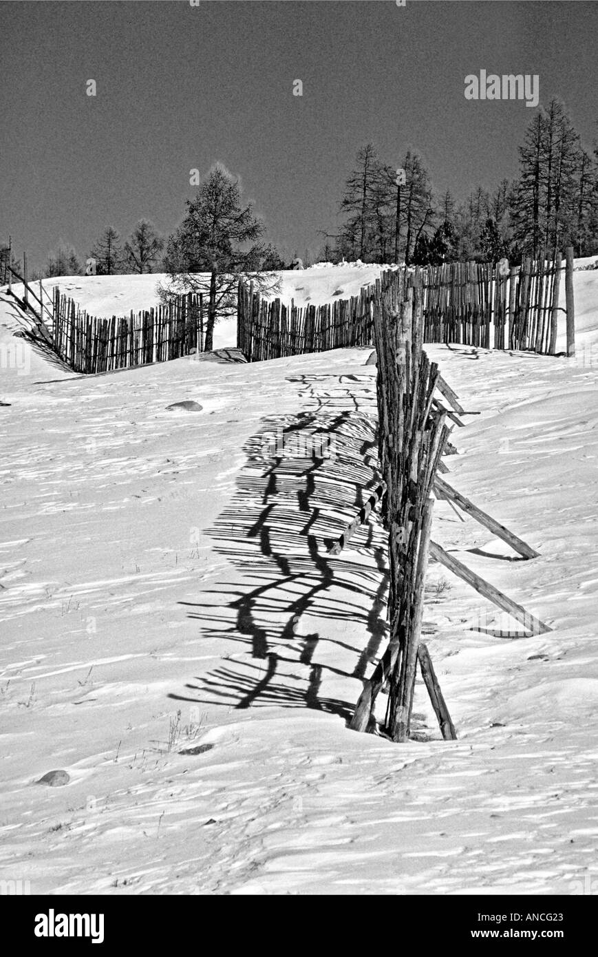A fence in Altai mountains Stock Photo
