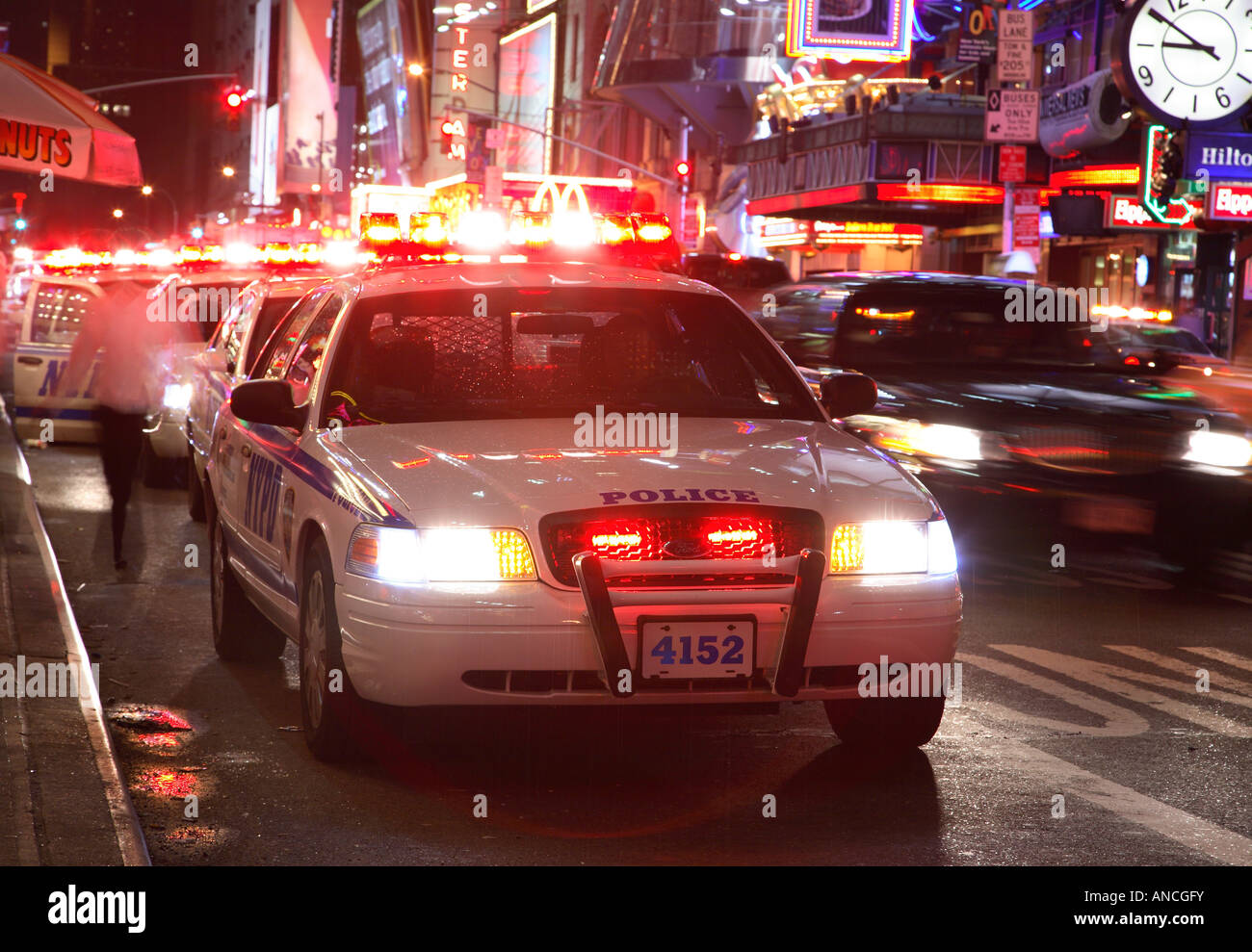 nypd police cars with flashing lights Stock Photo - Alamy