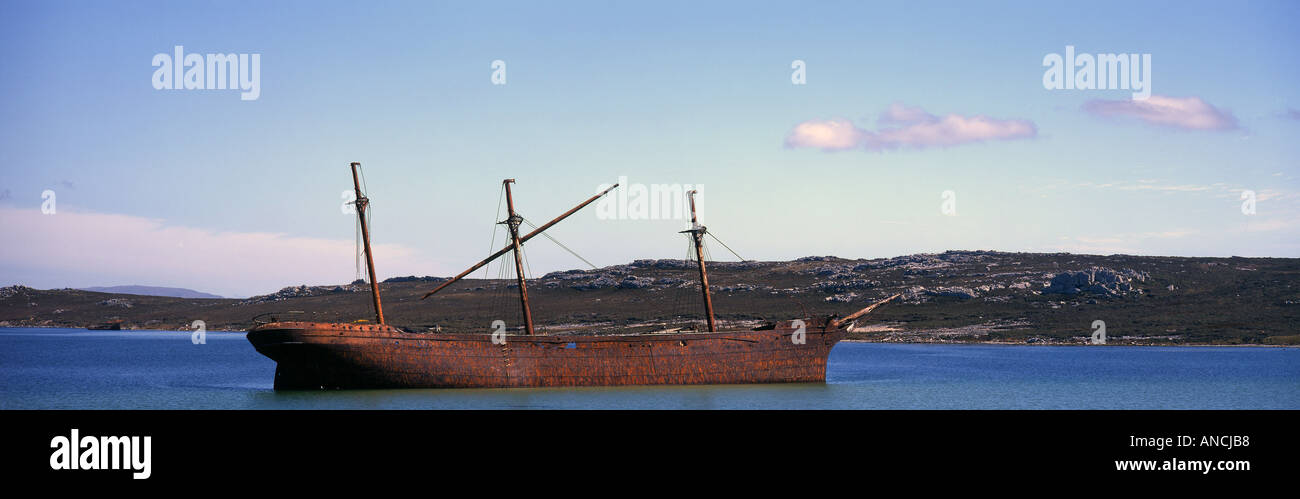 Falklands The Lady Elizabeth lies in Whalebone Cove E of Port Stanley steel clad ship Stock Photo