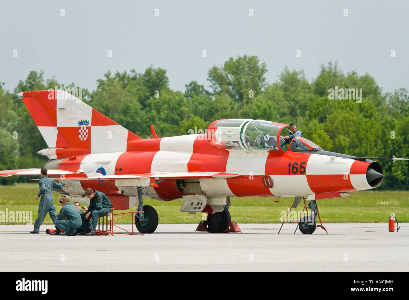Croatian Air Force MiG-21 UMD maintenance Stock Photo