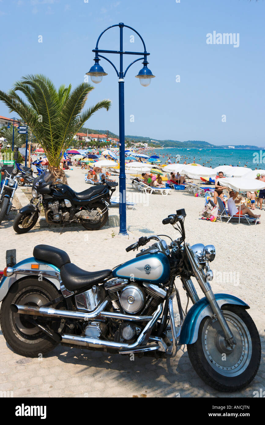 Harley Davidson Motorbike on Beach Polichrono Kassandra Peninsula Halkidiki Greece Stock Photo Alamy