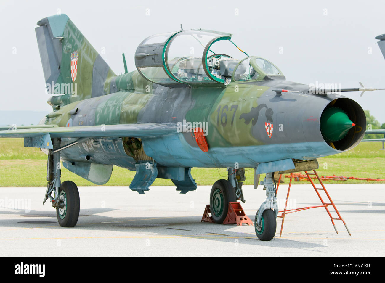 Croatian Air Force MiG-21 UMD two seater trainer, Pleso AFB during 'open day' visit in 2007 Stock Photo