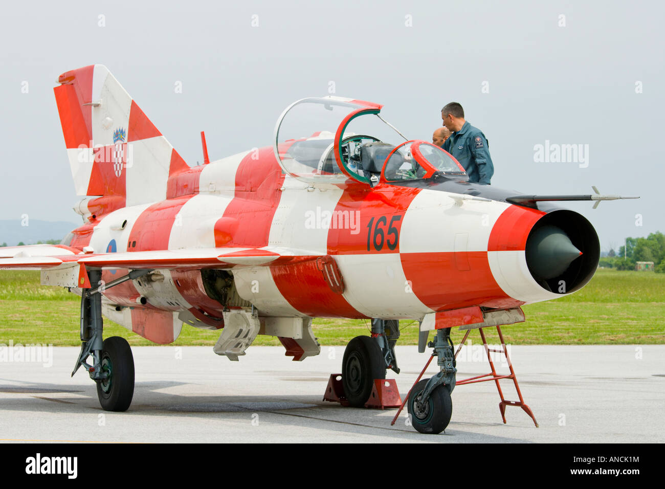 Croatian Air Force MiG-21 UMD, Pleso AFB during 'open day' visit in 2007 Stock Photo