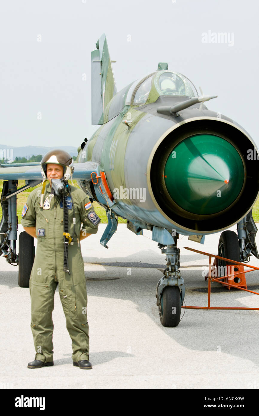 Croatian Air Force Mig 21 Bisd Fighter Pilot Posing Before His Stock Photo Alamy