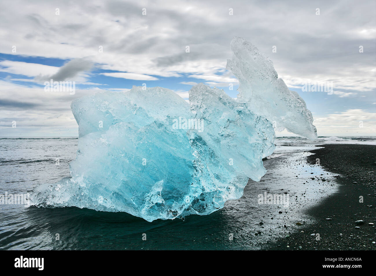 Glacier Ice on Beach Jokulsarlon Iceland Stock Photo