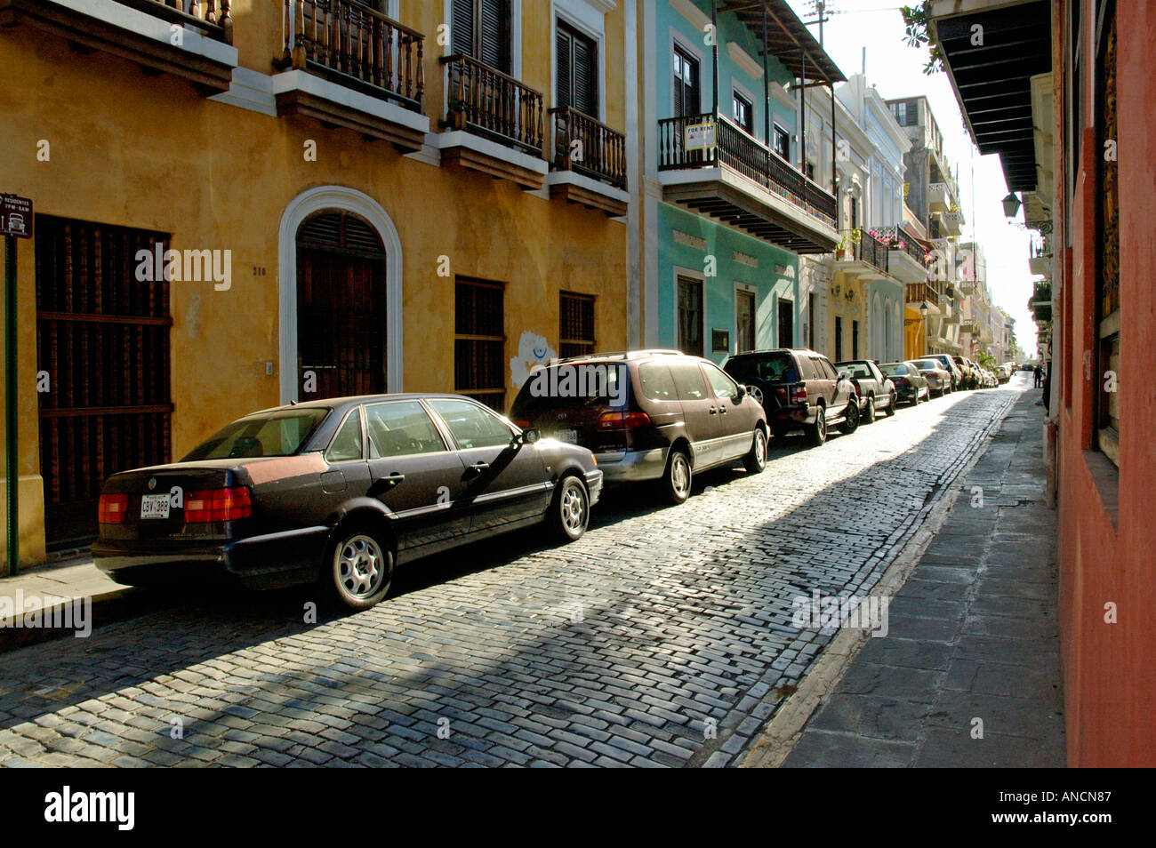 Colorful buildings street scene Old San Juan Puerto Rico Stock Photo ...