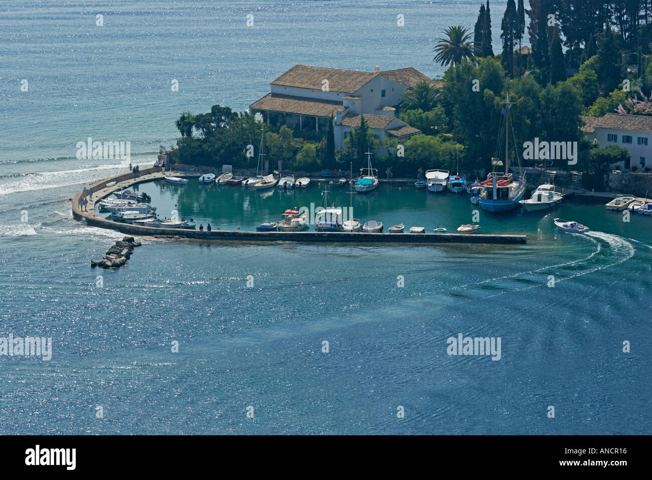 Harbour of Kouloura. Corfu island, Greece. Stock Photo