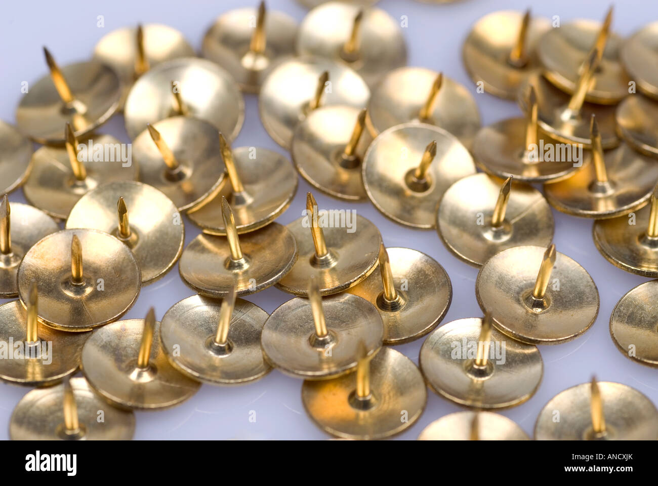 Golden drawing pins Stock Photo Alamy