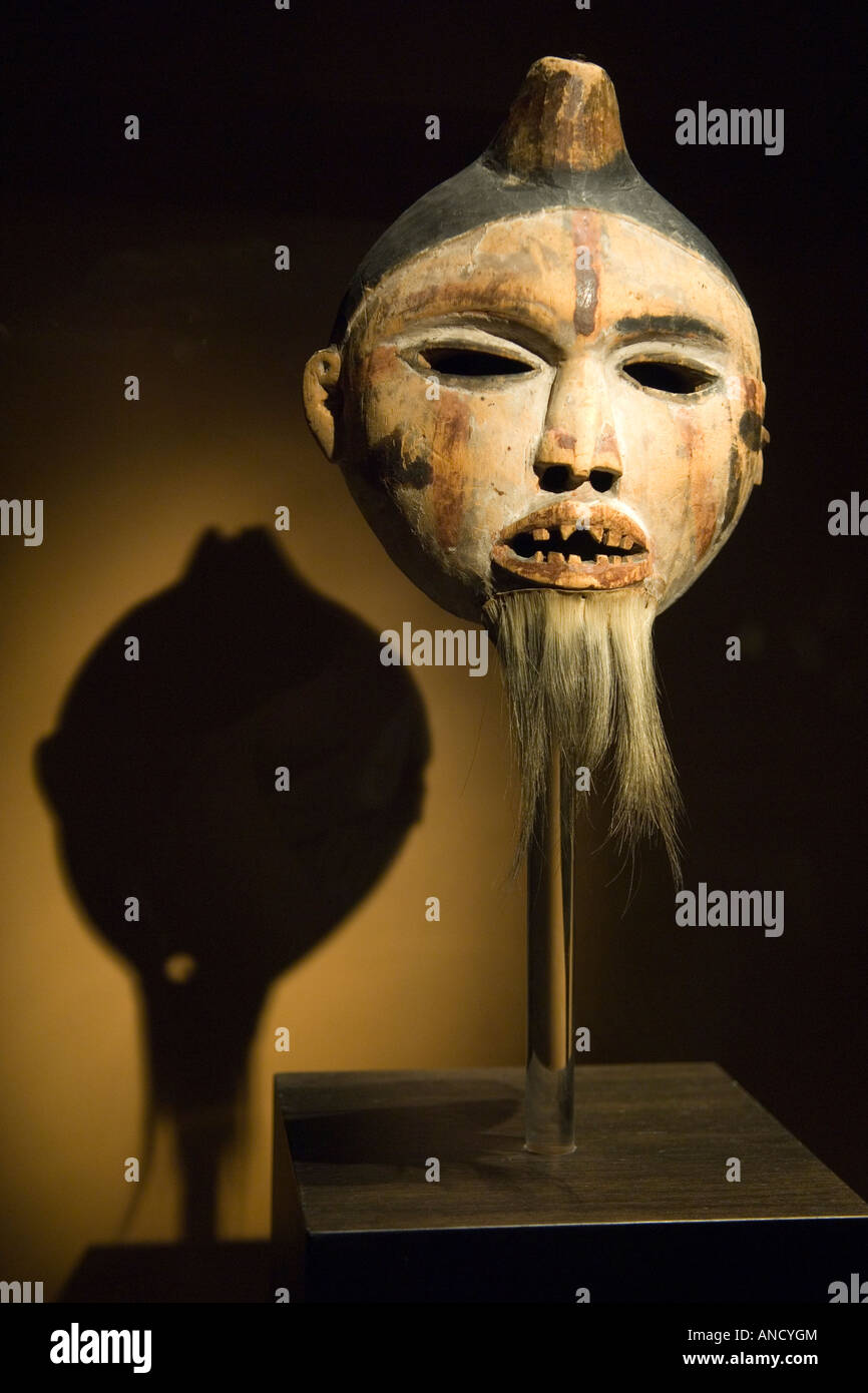 Ancient african mask on display at the museum of fine arts montreal