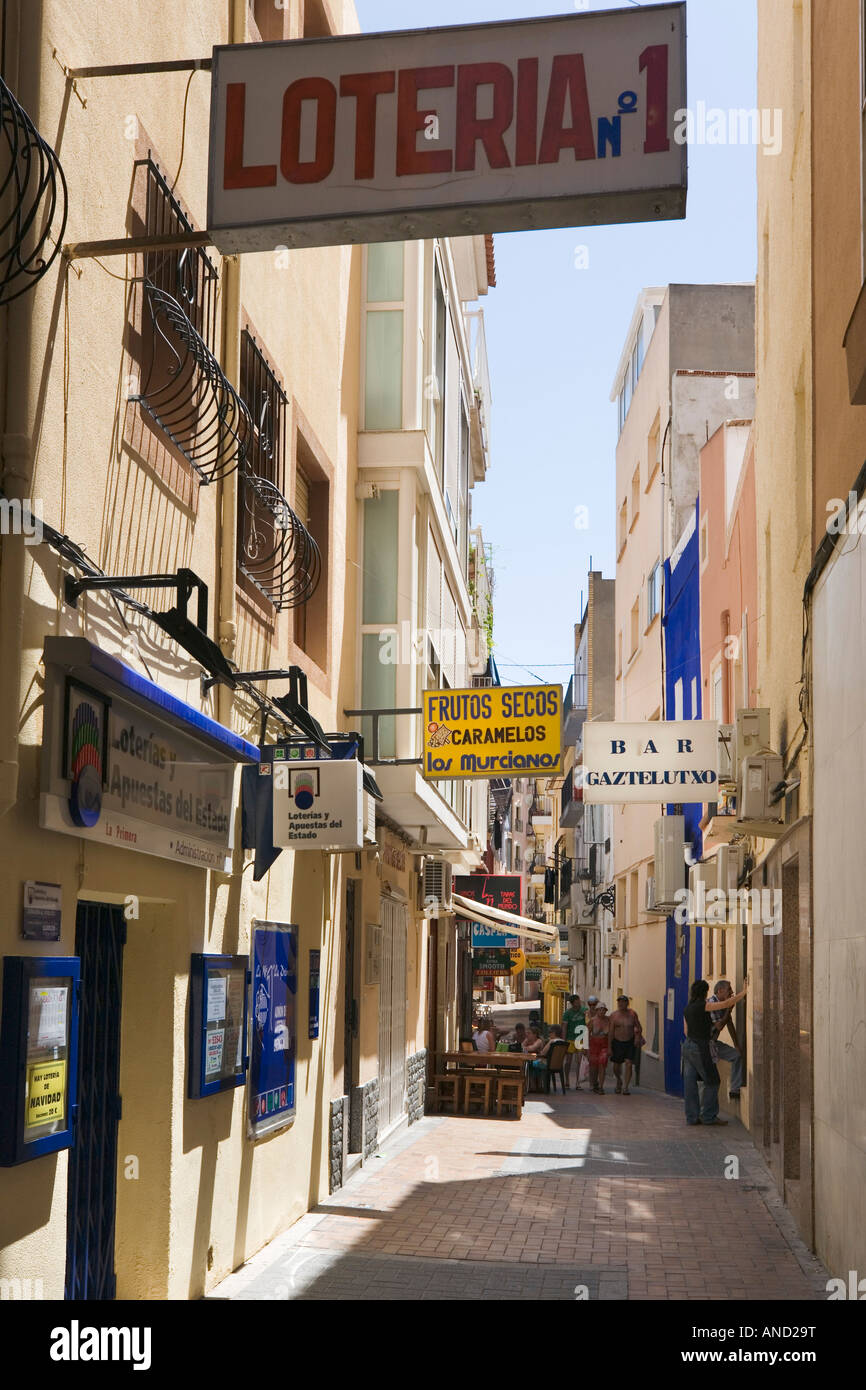 Shops in old town benidorm costa blanca spain stock photo 15489491