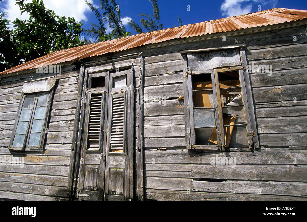 caribbean west indies barbados a traditional wooden house Stock Photo