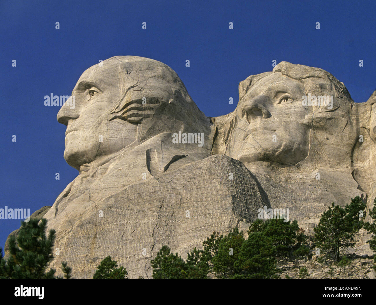 A view of the giant stone faces at Mount Rushmore National Memorial