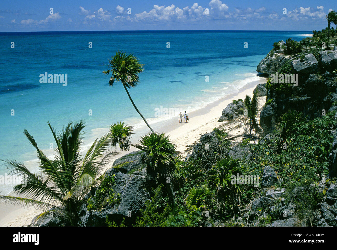 MEXICO YUCATAN PENINSULA CANCUN A beautiful beach near the Mayan ruin
