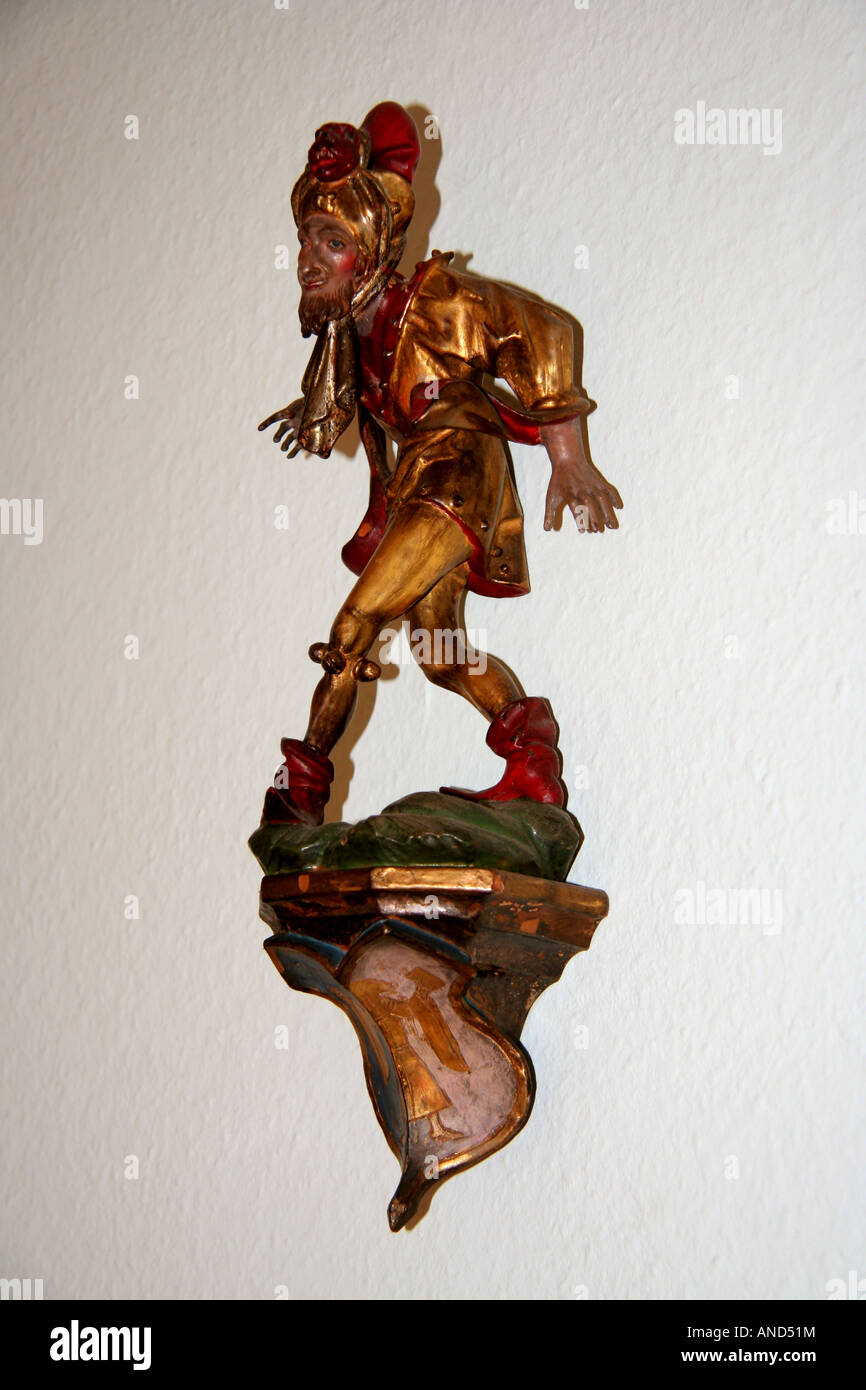 Moorish dancer figurine called 'The Sorcerer' on a wall Bavaria Germany Europe Stock Photo