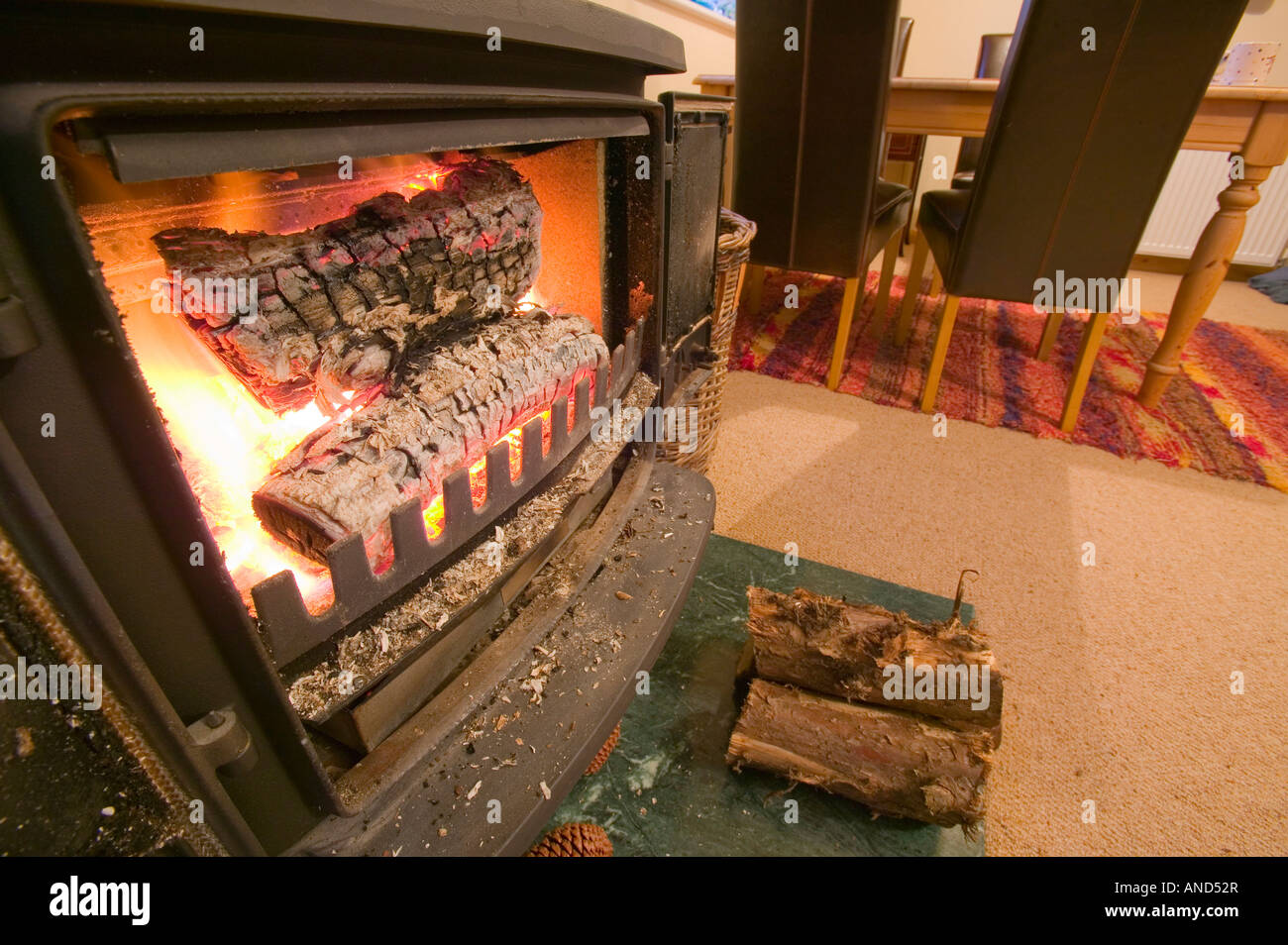 Using a log burning stove to heat a house is burning renewable fuel and therefore C02 neutral