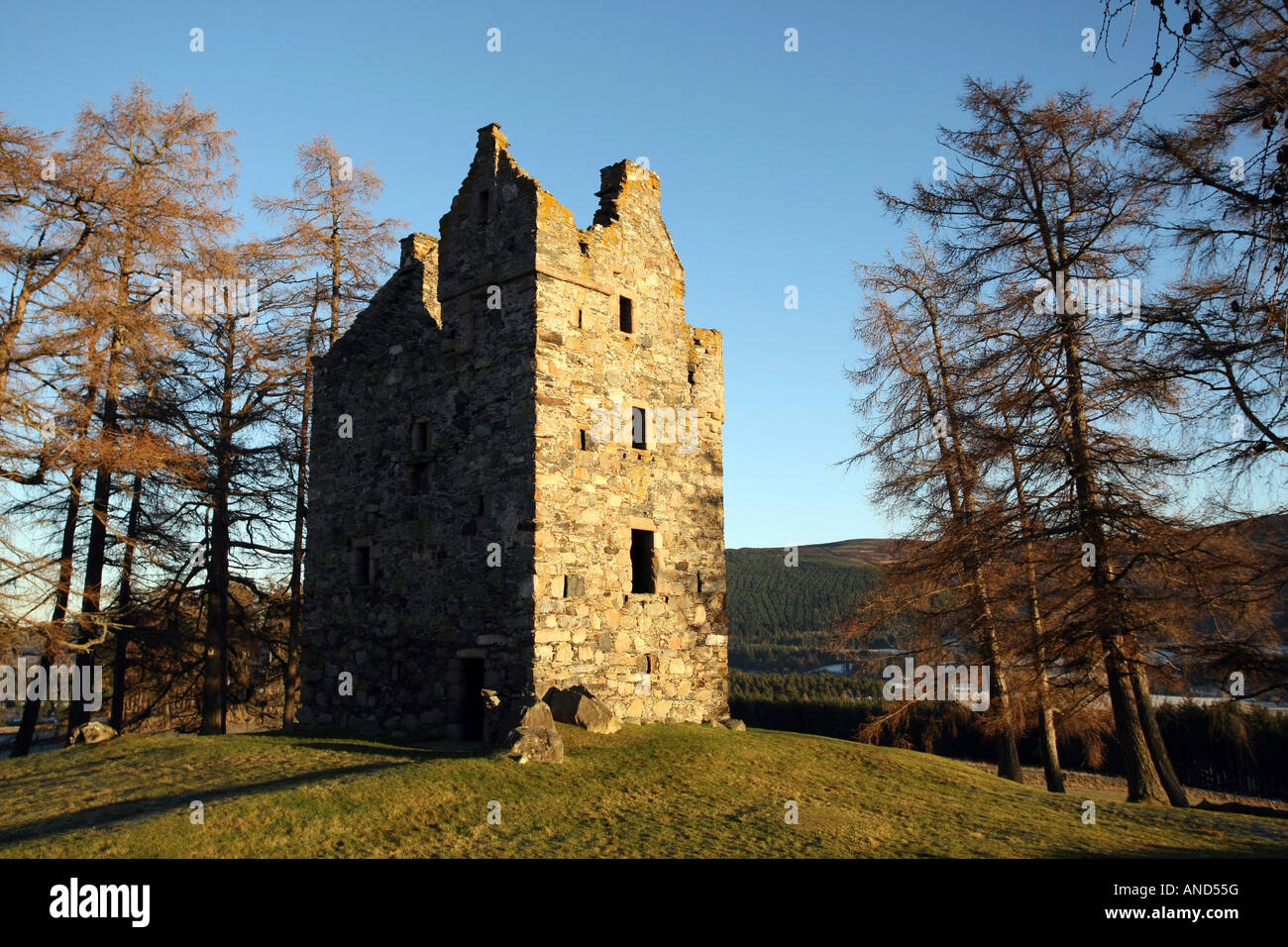 Ruin of 16th Century Knock Castle near the Royal Birkhall House