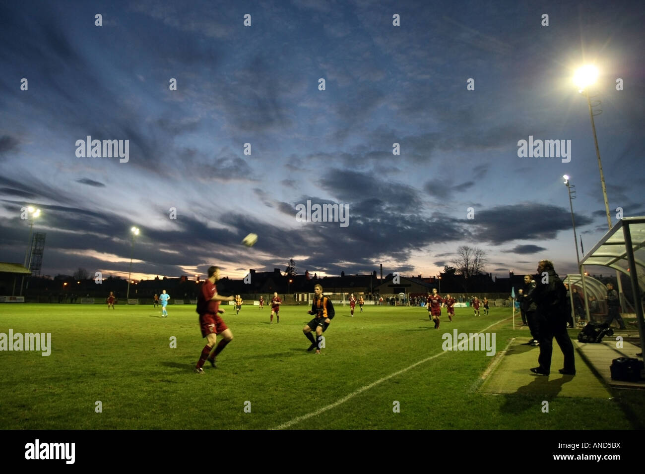 Highland League night football match in the North east of Scotland, UK Stock Photo
