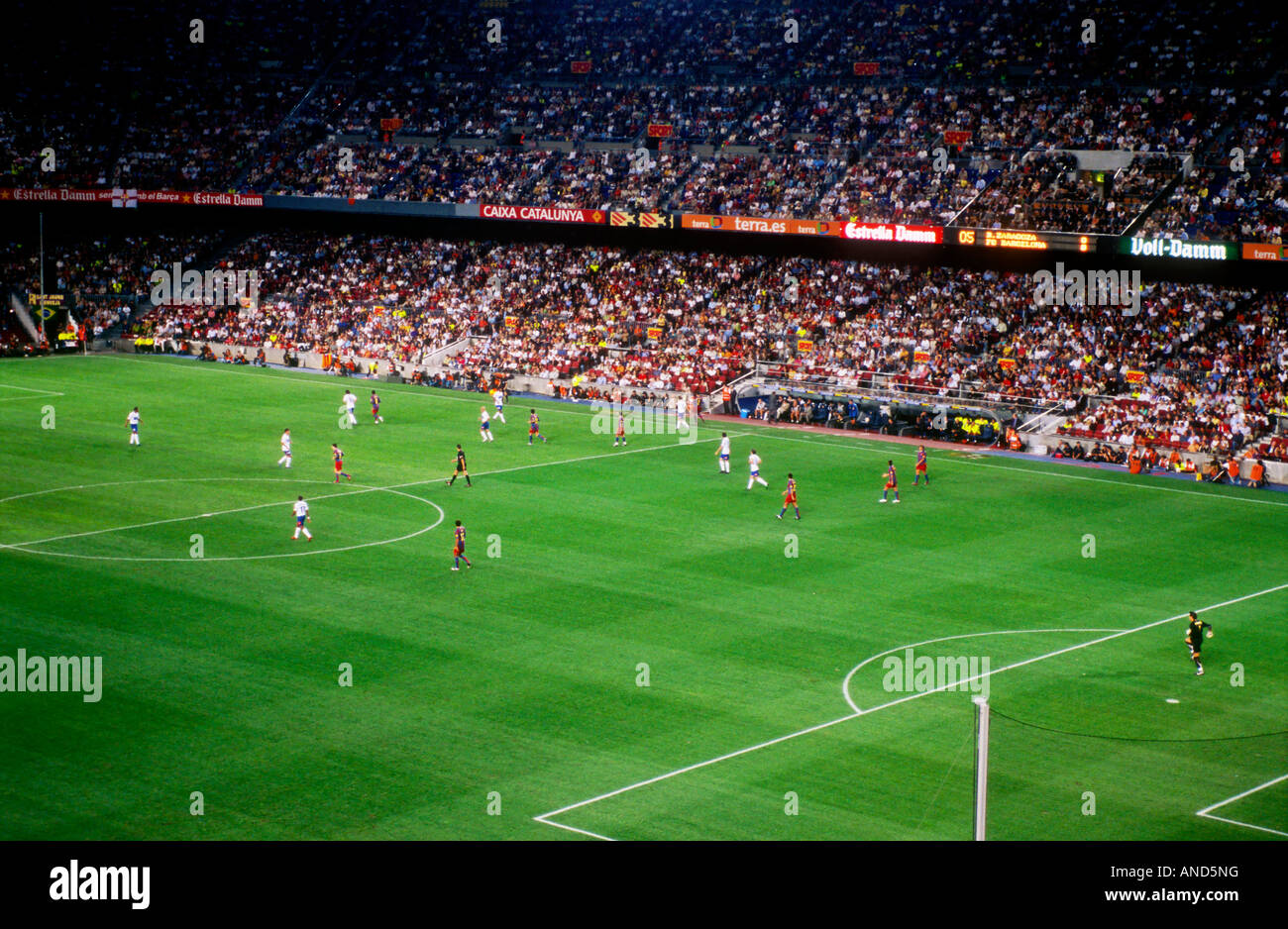 FC Barcelona vs Real Zaragoza football match at The Camp Nou stadium in Barcelona Stock Photo