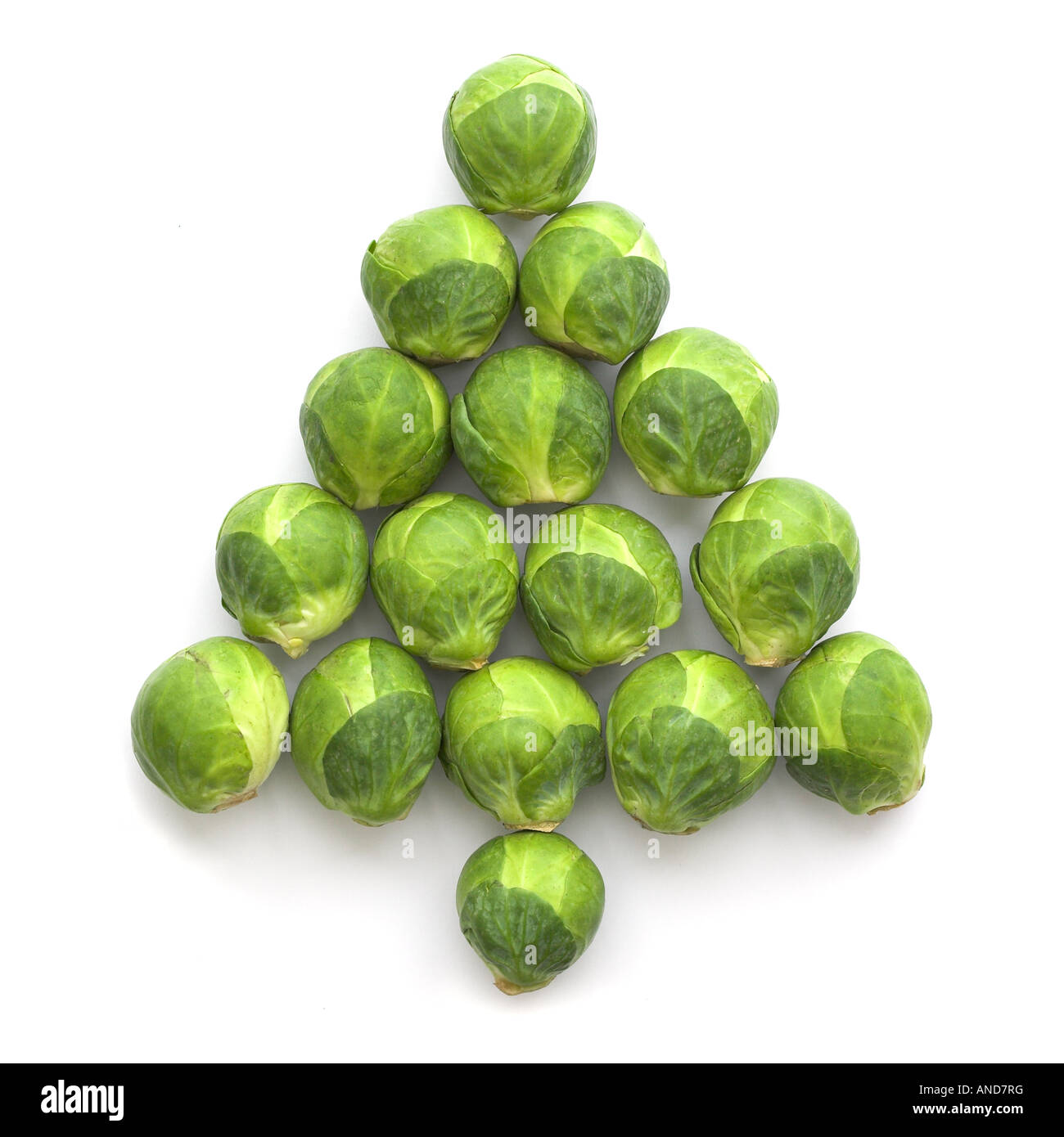 Brussels sprouts arranged in Christmas tree shape Stock Photo Alamy
