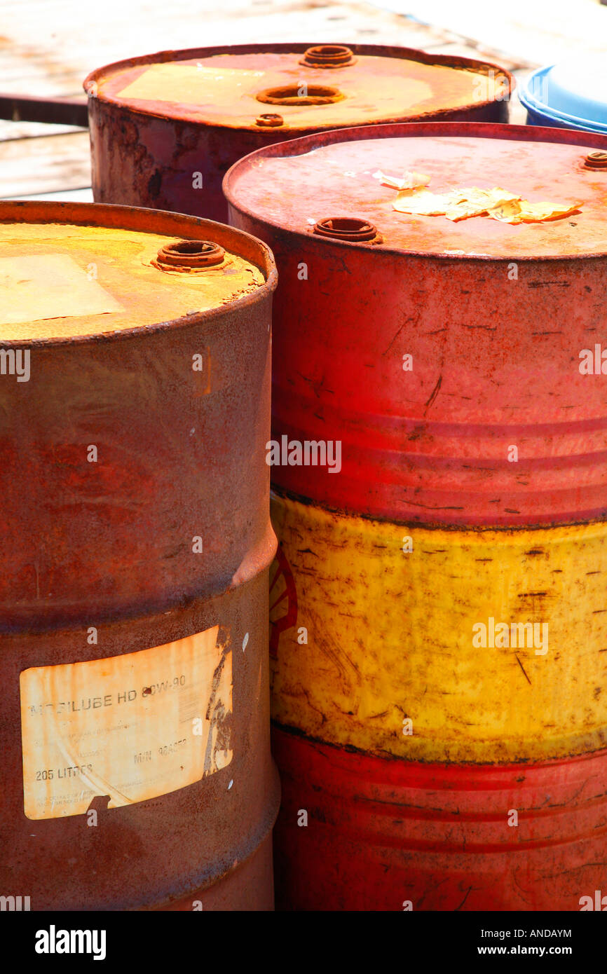 Old oil drums Stock Photo Alamy