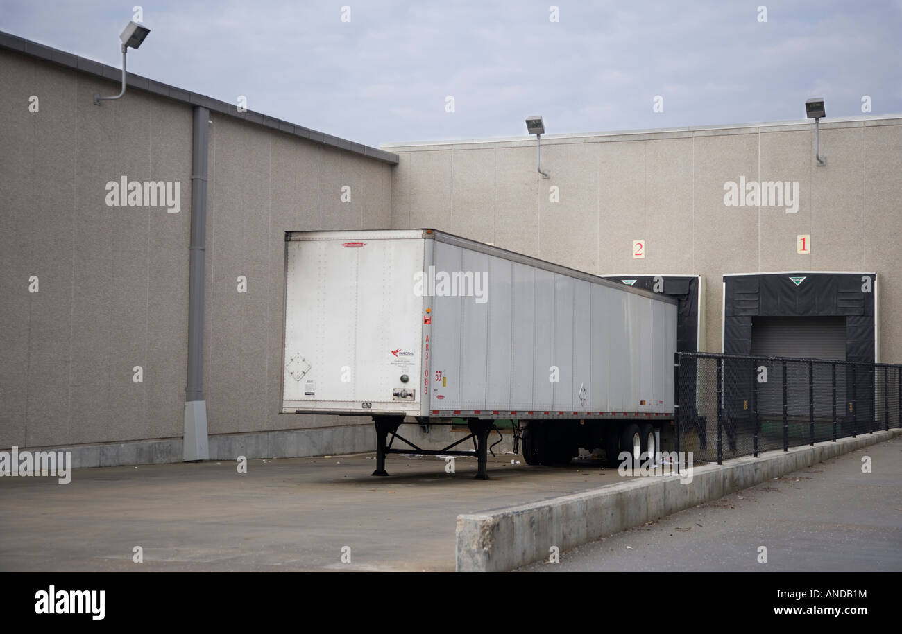Trailer at a loading dock Stock Photo Alamy