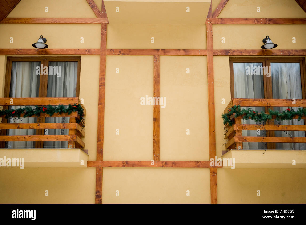 detail of a vacation house with balcony Stock Photo