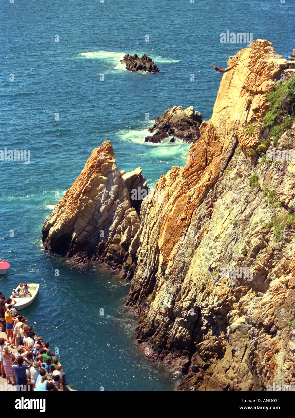 Famous cliff diver of La Quebrada Acapulco Mexico Stock Photo