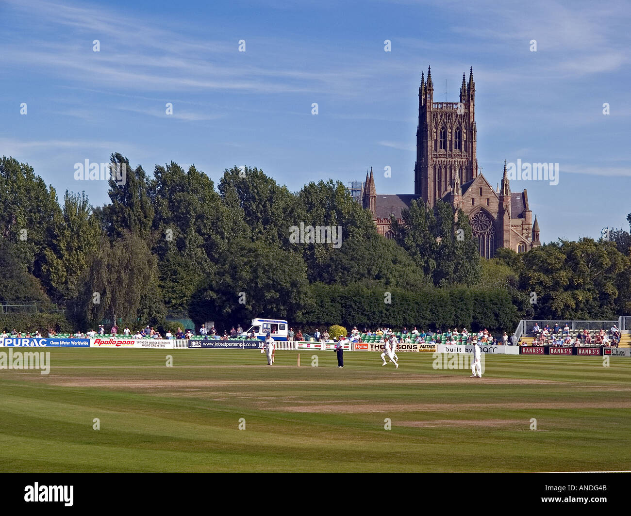Cricket pitch Worcester UK Stock Photo