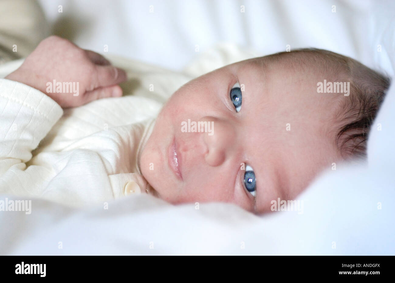 Blue eyed baby boy (1 month Stock Photo Alamy