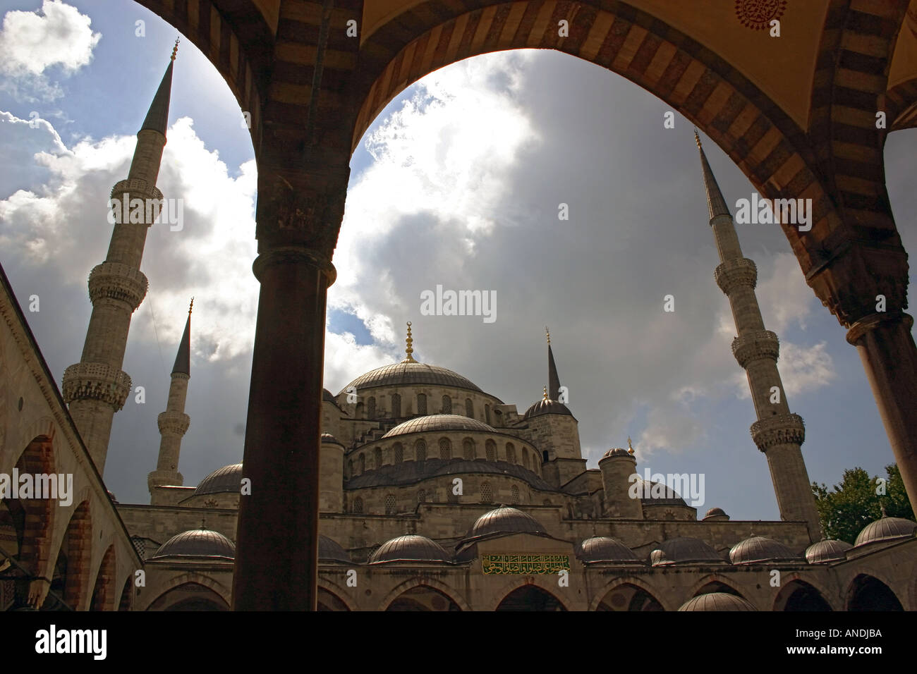 Sultan Ahmet Camii Blue Mosque in Istanbul through arches Stock Photo ...