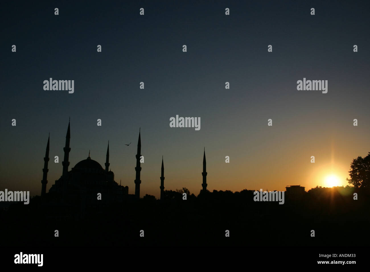 Sunset over Sultan Ahmet Camii Blue Mosque in Istanbul from above Stock ...